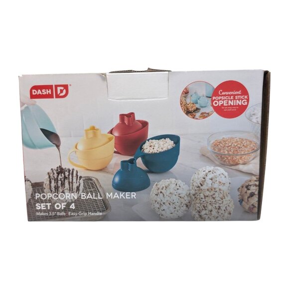 Dash Popcorn Ball Maker Set of 4 Dishwasher Microwave Safe Makes 3.5" Balls - Picture 3 of 8